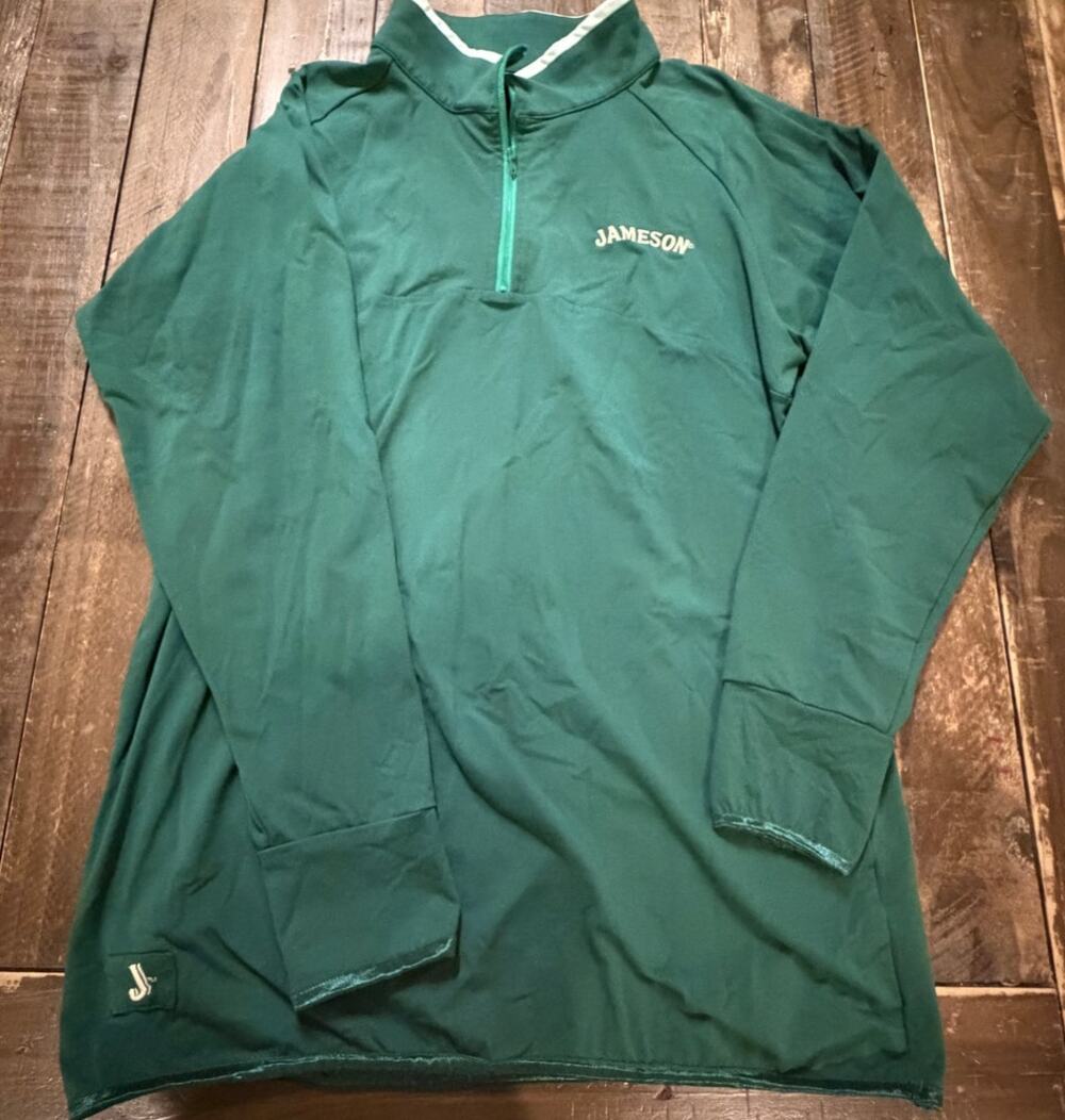 Jameson Irish Whiskey 1/4 Zip Pullover Men's Small Green Performance Jacket